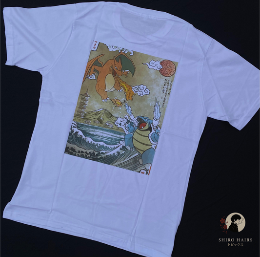 Remera Pokemon - Charizard vs Blastoise